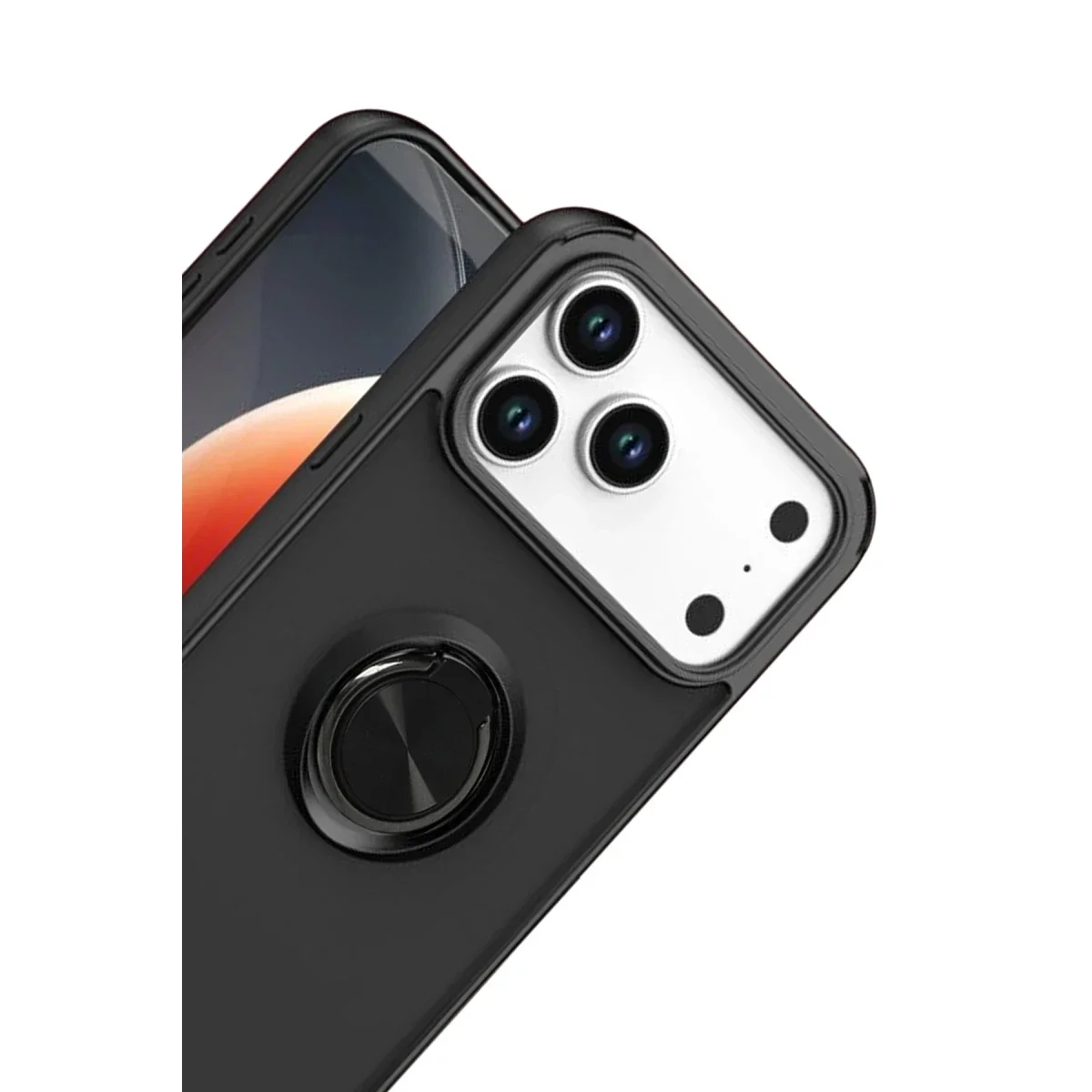 Apple iPhone 17 Pro Montreal Yüzüklü Silikon Kapak - Siyah görsel 2