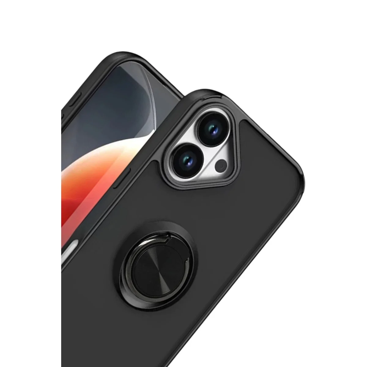 Apple İphone 17 Montreal Yüzüklü Silikon Kapak - Siyah görsel 2
