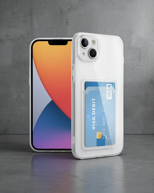 Apple İphone 13 Kılıf Kart Şeffaf Silikon - Şeffaf