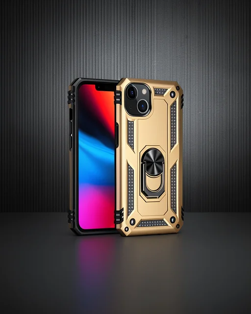 Apple İphone 13 Kılıf Sofya Yüzüklü Silikon Kapak - Gold