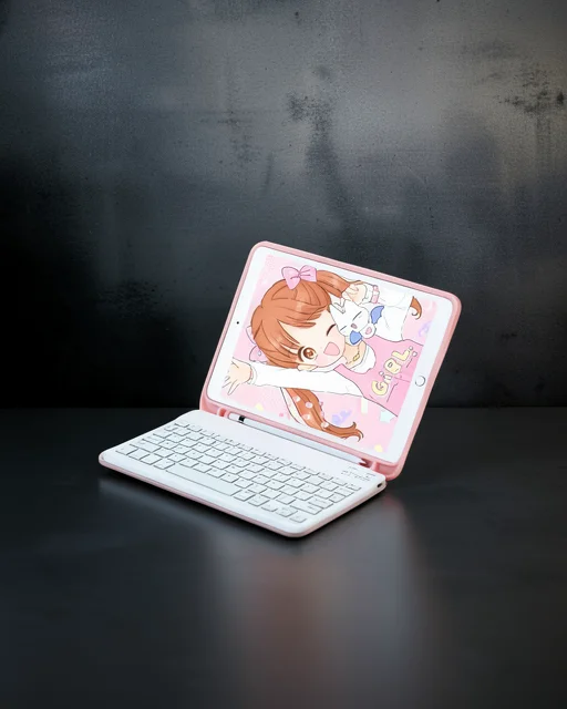 Xiaomi Pad 6 Kılıf Kc01 Smart Klavyeli Tablet Kılıfı - Pembe