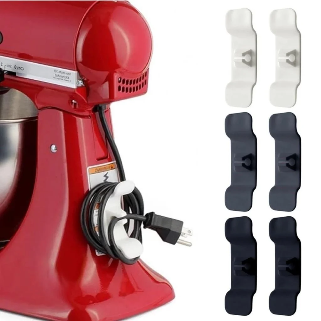 6'lı Pratik Kablo Toparlayıcı Yapışkanlı Klips Mutfak Air Fryer Kettle Kahve Tost Makinası görsel 5
