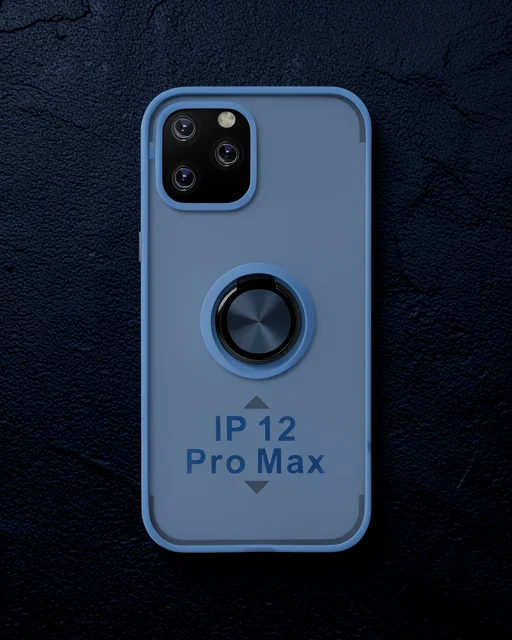 Apple İphone 12 Pro Max Kılıf Montreal Yüzüklü Silikon Kapak - Buz Mavi