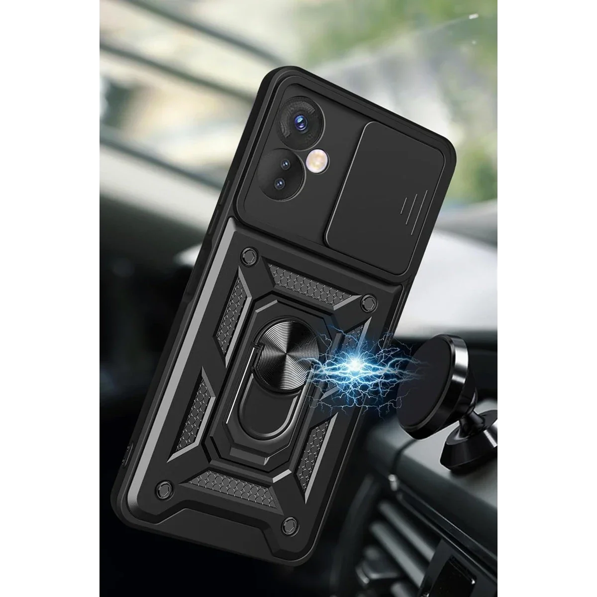 İnfinix Hot 30 5G Kılıf Pars Lens Yüzüklü Silikon - Kırmızı görsel 2