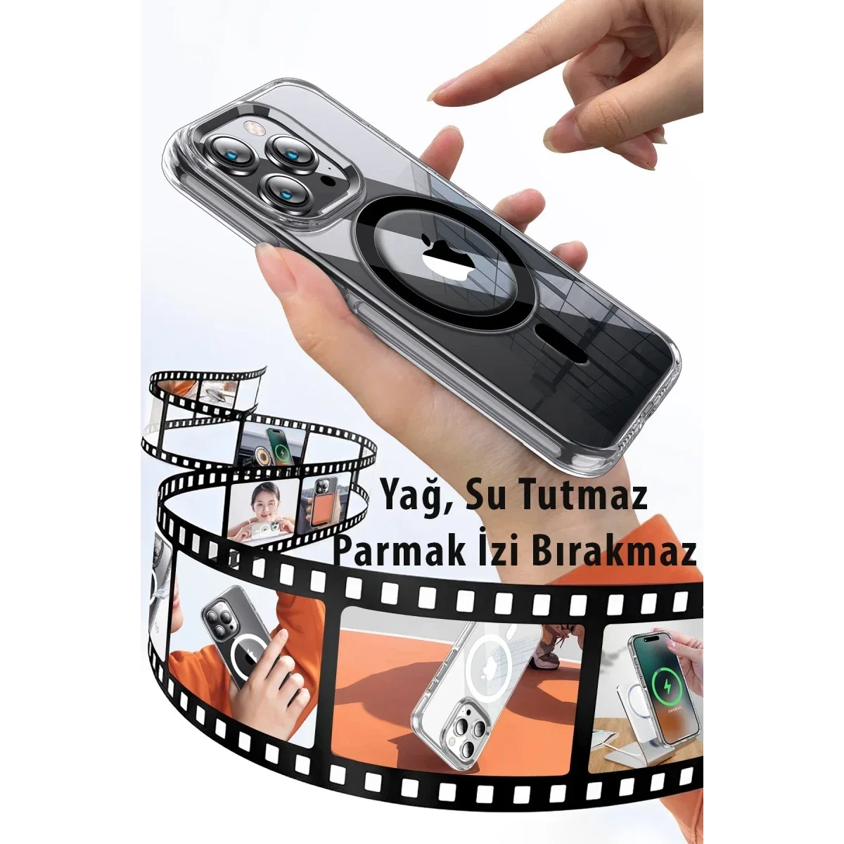 Joko Apple iPhone 15 Pro Max Kılıf Crystal Magsafe Kapak - Şeffaf görsel 3
