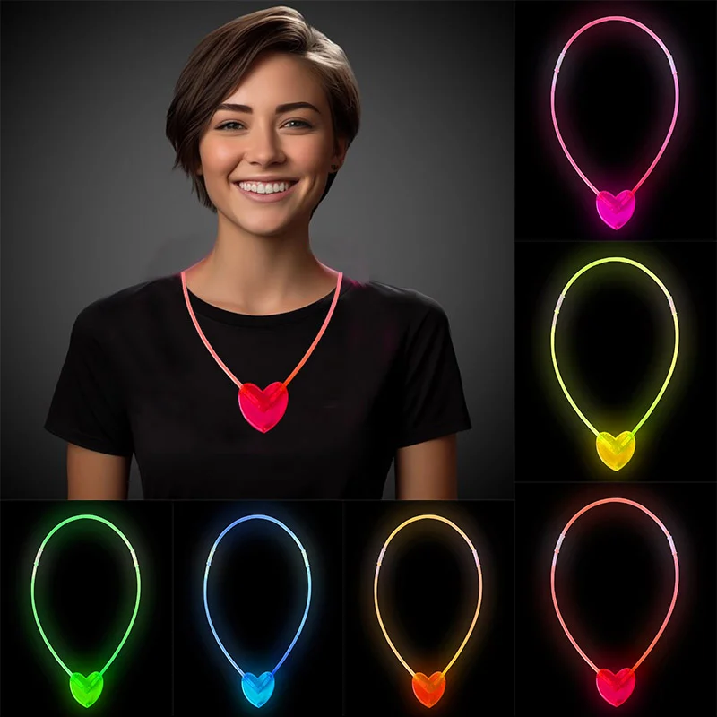 Karanlıkta Yanan Glow Stick Kalp Şekilli Kolye 6 Renk 6 Adet görsel 2