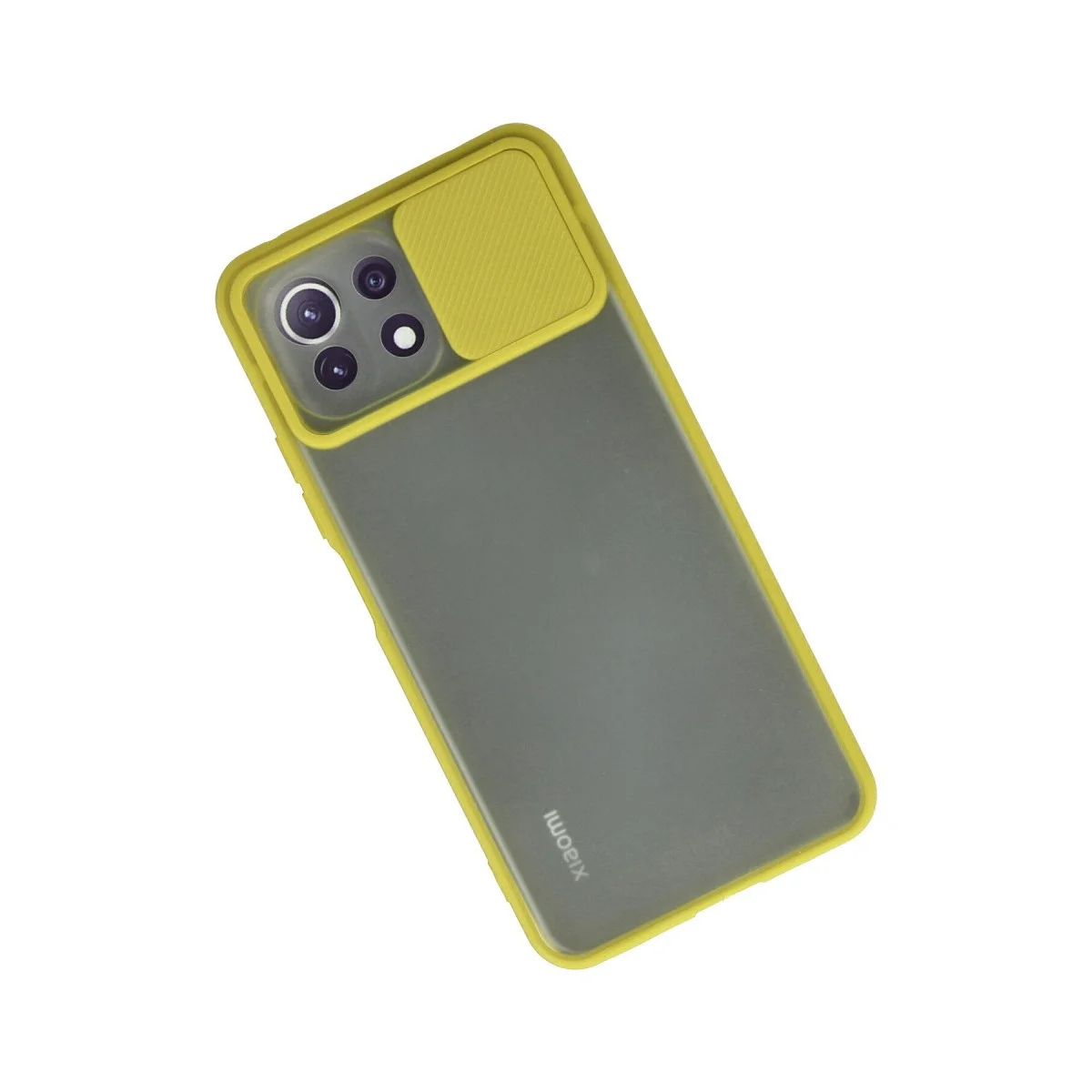 Xiaomi Mi 11 Lite Kılıf Palm Buzlu Kamera Sürgülü Silikon - Sarı görsel 2