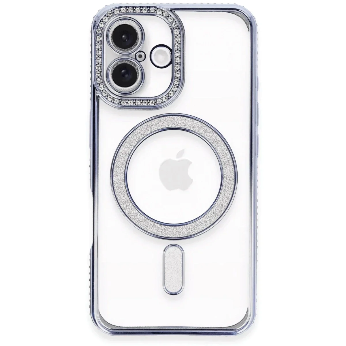 Apple iPhone 16 Plus Kılıf Joke Simli Magneticsafe Kılıf - Mavi görsel 3