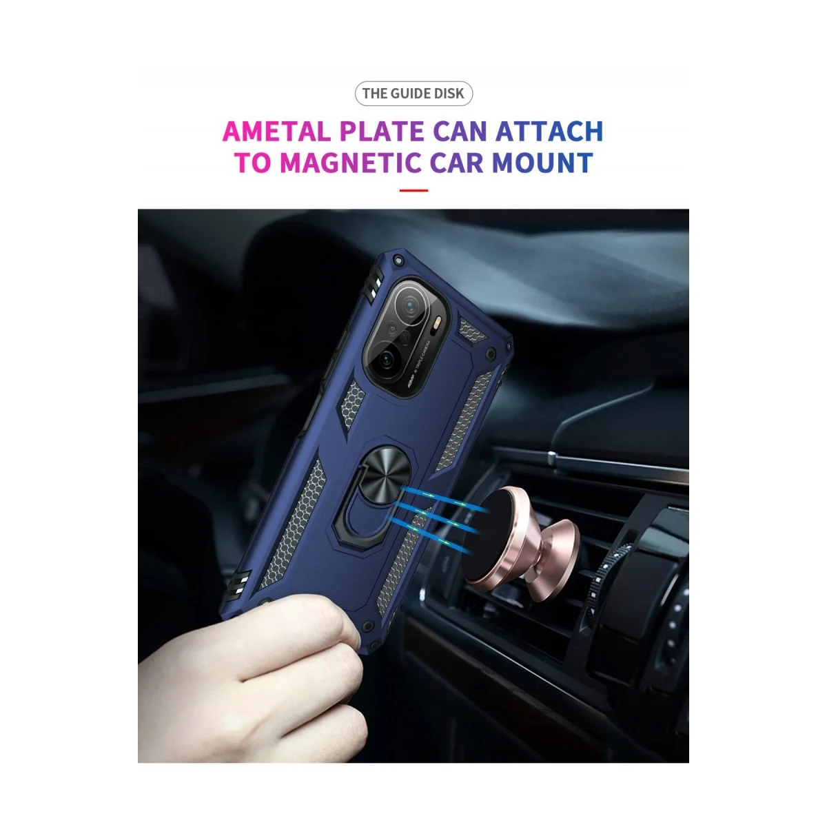 Xiaomi Poco F3 Kılıf Sofya Yüzüklü Silikon Kapak - Lacivert görsel 6