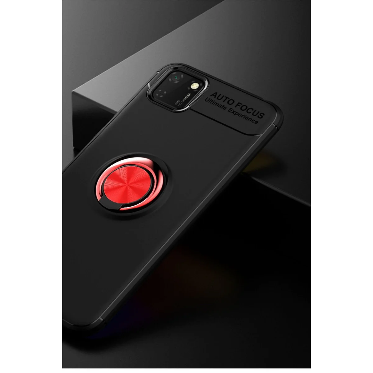 Huawei Y5p Kılıf Range Yüzüklü Silikon - Siyah-kırmızı görsel 2