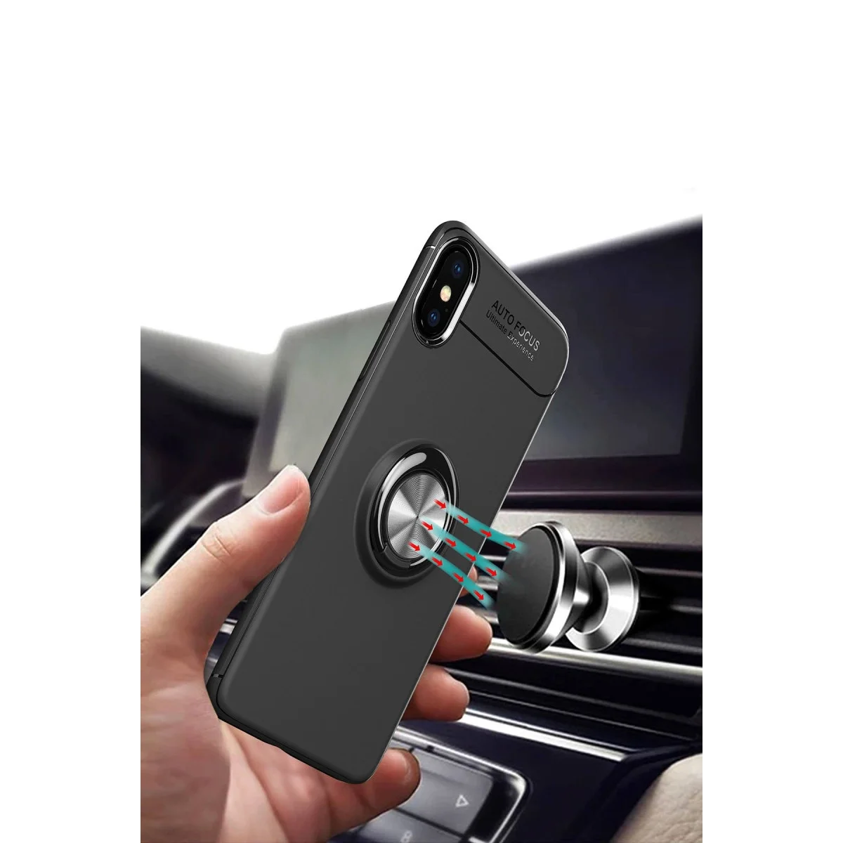 Apple İphone Xs Max Kılıf Range Yüzüklü Silikon - Siyah-gold görsel 7
