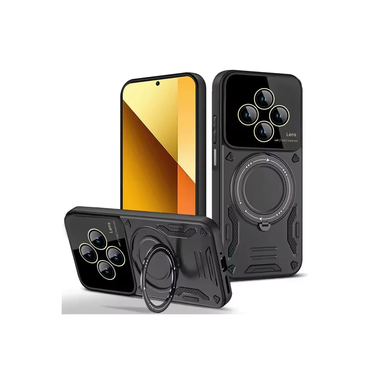 Xiaomi Redmi 14C Kılıf Joy Lens Standlı Kapak - Siyah