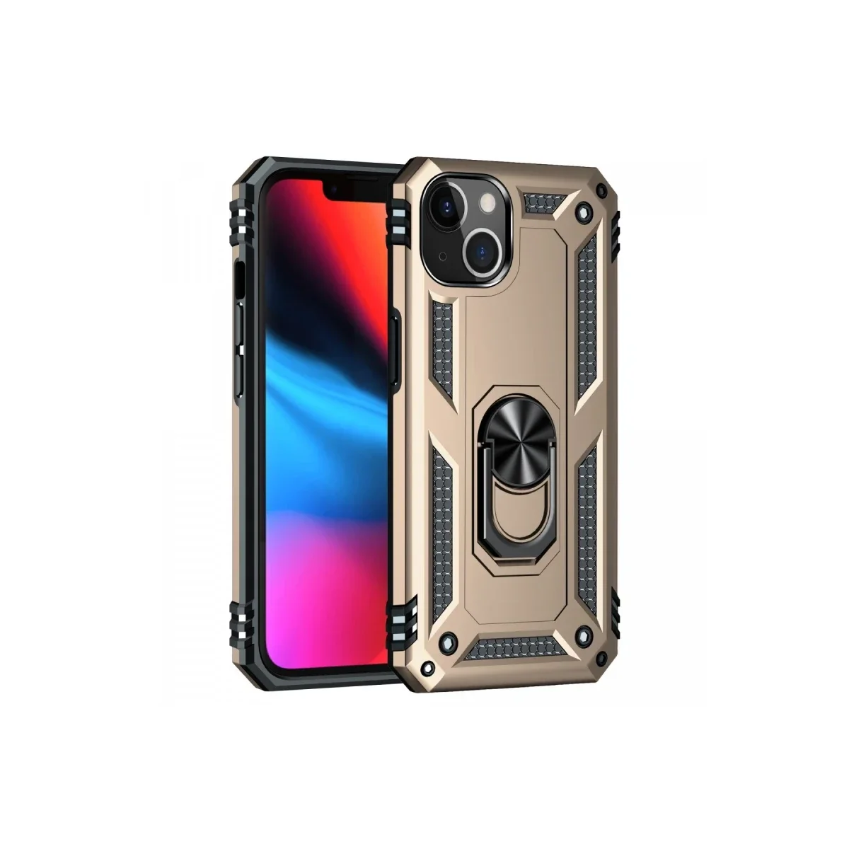 Apple iPhone 13 Kılıf Sofya Yüzüklü Silikon Kapak - Gold