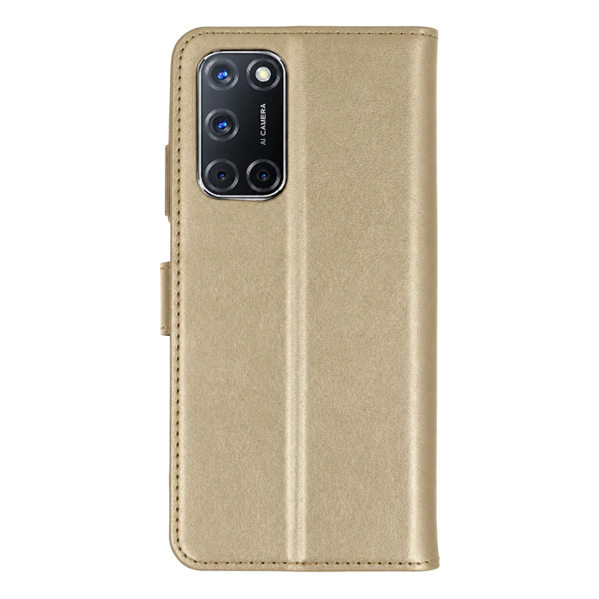 Oppo A52 Trend S Plus Kapaklı Kılıf - Gold