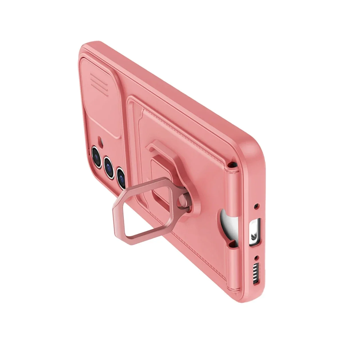 Samsung Galaxy A05S Kılıf Zuma Kartvizitli Yüzüklü Silikon - Pembe görsel 3