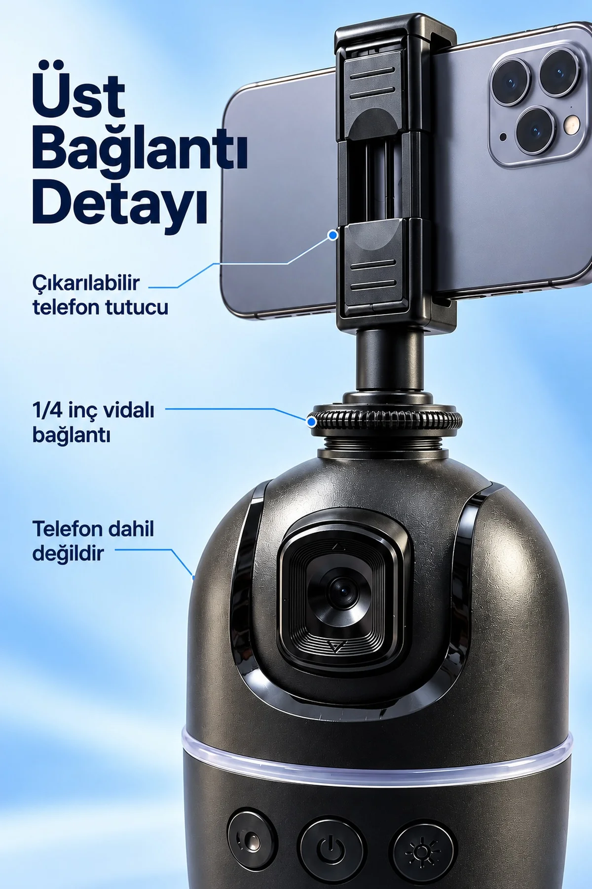 Type C Şarj Girişli Otomatik Yüz Takipli Telefon Tutucu görsel 4