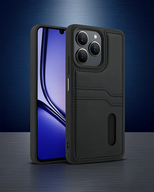 Realme Note 50 4g Kılıf Sara Kartvizitli Deri Kılıf - Siyah