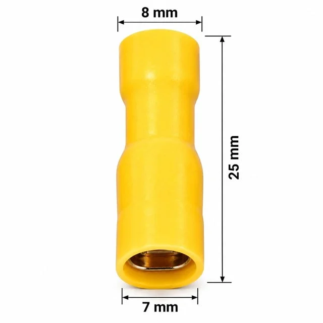 PM-39074 4-6mm2 Kesit 25x8x7mm Soket Sarı İzoleli Kablo Pabucu (100’lü Paket) görsel 3
