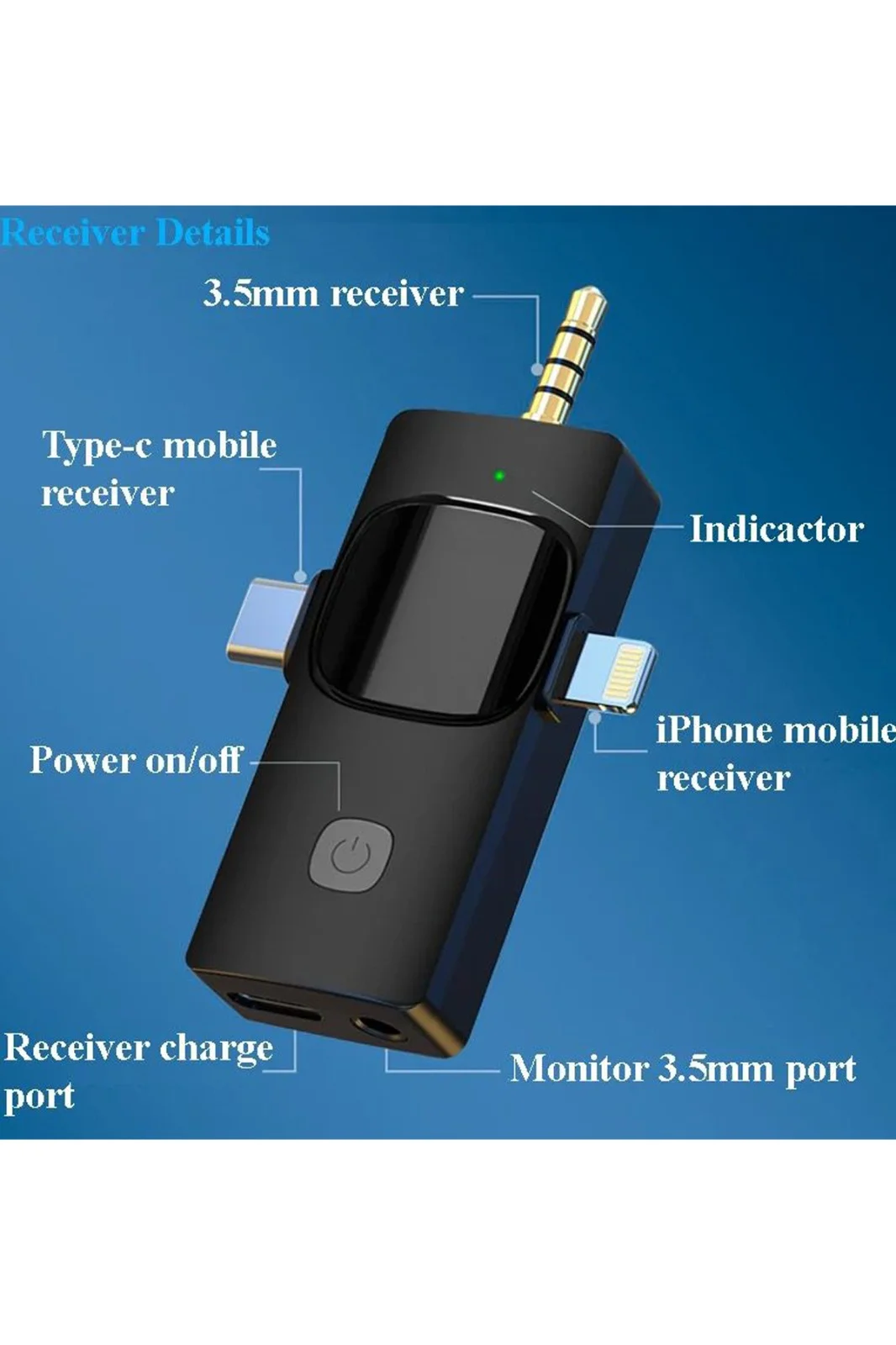 Vothoon Yüksek Kalite Profesyonel 3 In 1 Kablosuz Taşınabilir Yaka Mikrofonu YouTube Facebook TikTok görsel 4