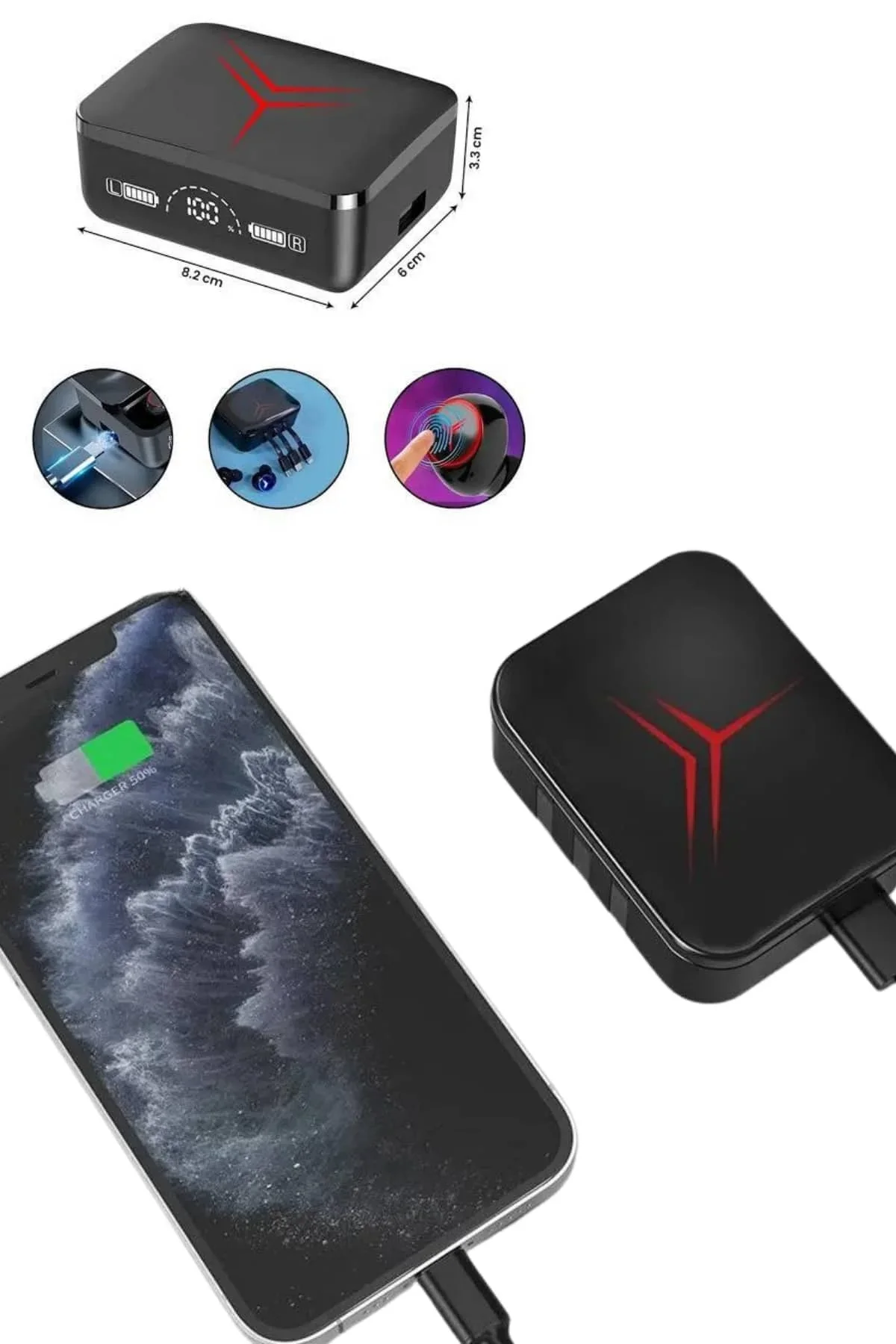 Tws Powerbank Kutulu Dijital Göstergeli Bluetooth Kulaklık Kablosuz Kulakiçi Kulaklık Yeni Nesil görsel 3