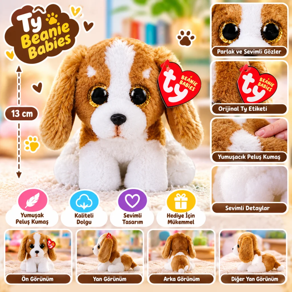 Babies Peluş Basset Köpek Barker 13 cm