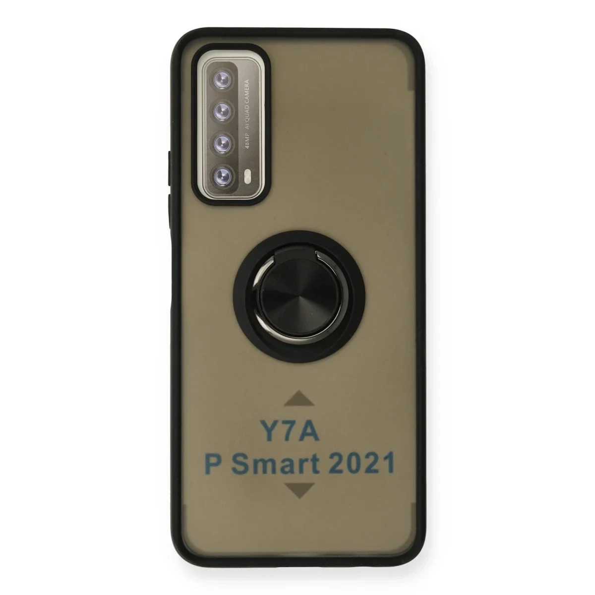 Huawei P Smart 2021 Kılıf Montreal Yüzüklü Silikon Kapak - Siyah