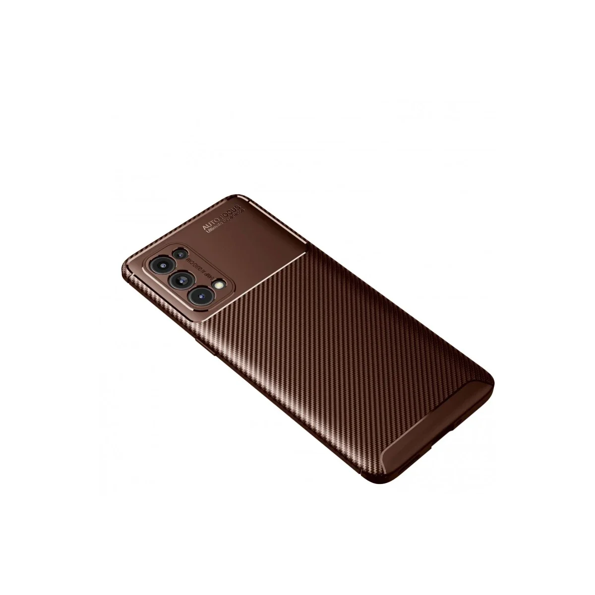 Oppo Reno 5 Pro Kılıf Auto Focus Karbon Kapak - Kahverengi görsel 2