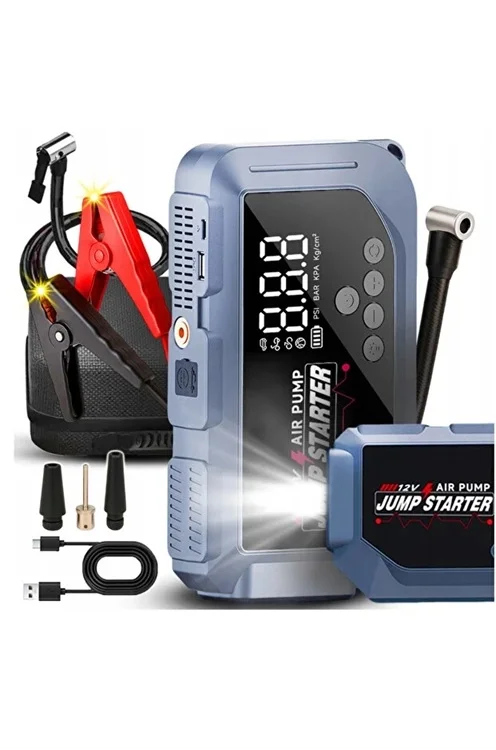 VTN-605 Şarjlı 12.000 mAh Taşınabilir Çantalı Araç Akü Şarj Takviyeli Işıklı Hava Kompresörü görsel 2