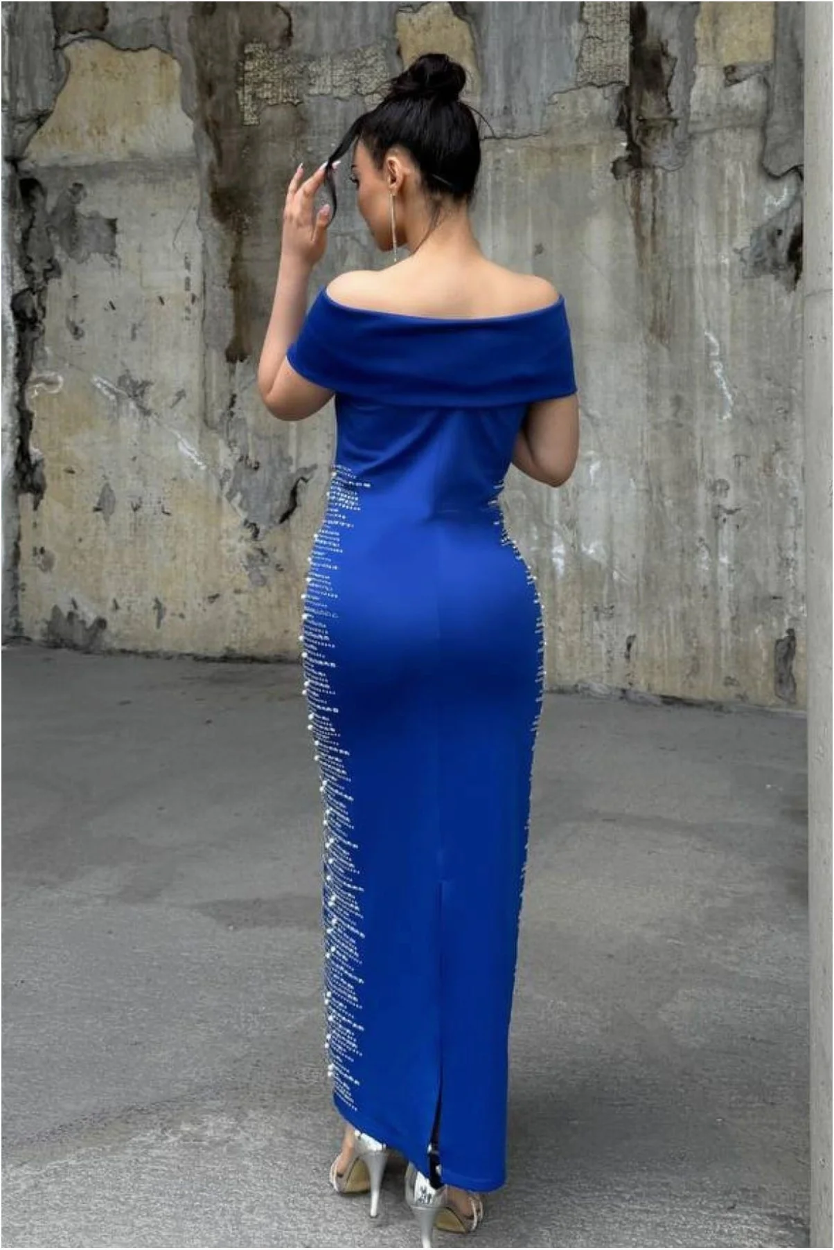 Scuba Elbise Esnek Straplez Kumaş görsel 4