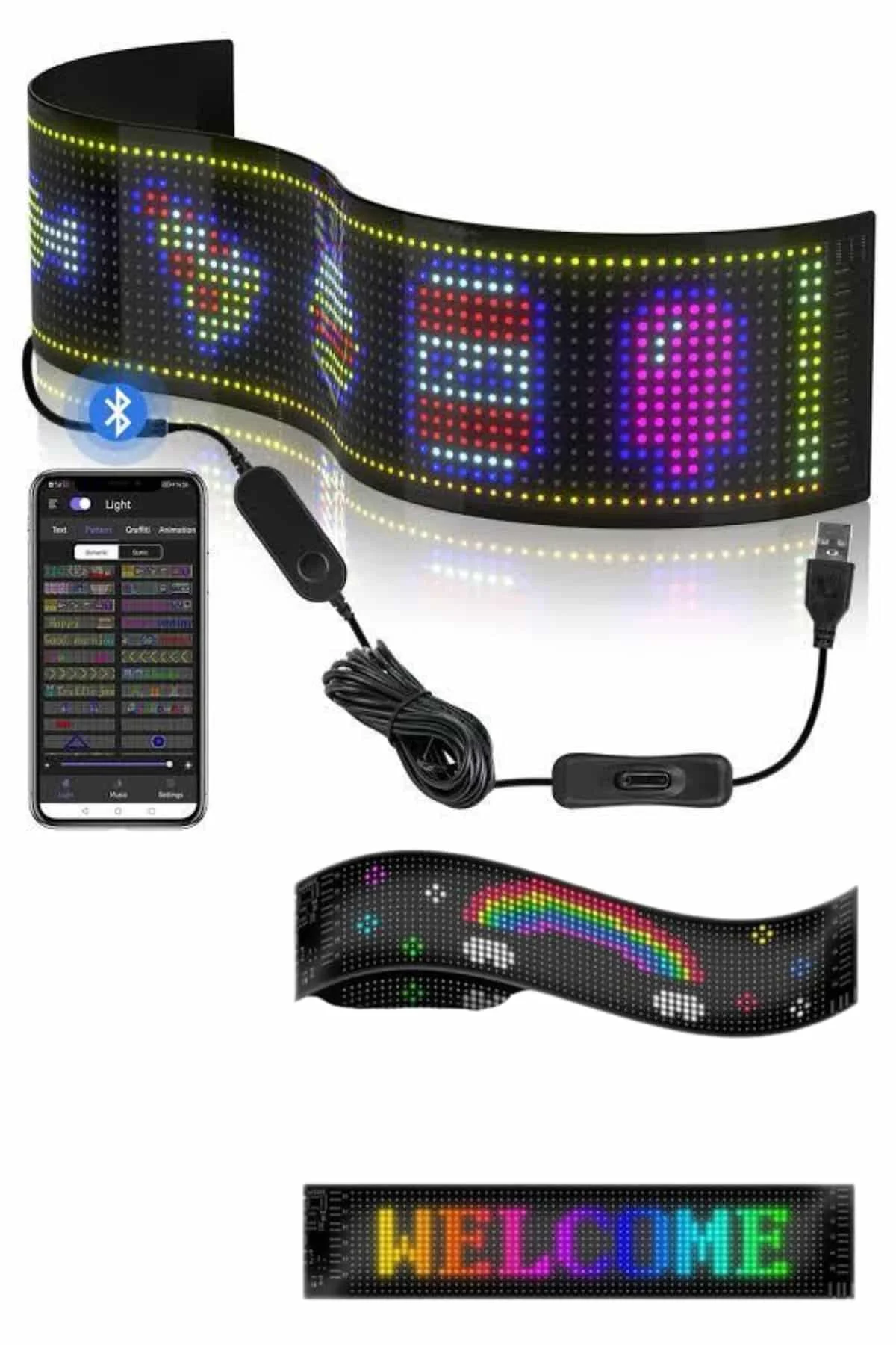Cama Yapışan En Büyük Boy 16X96 Telefon Kontrollü Led Ekran Digital Araba Yazısı görsel 3