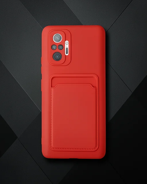 Xiaomi Redmi Note 10 Pro Kılıf Kelvin Kartvizitli Silikon - Kırmızı
