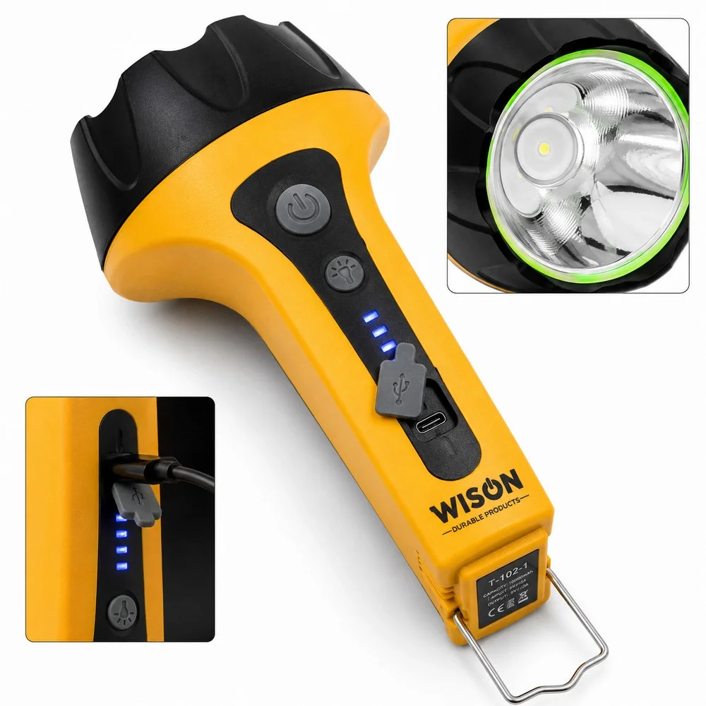 WS-2626 8 Watt 12 Saat Aydınlatmalı Type-C Şarjlı Projektör Şarjlı Kambur Fener görsel 3