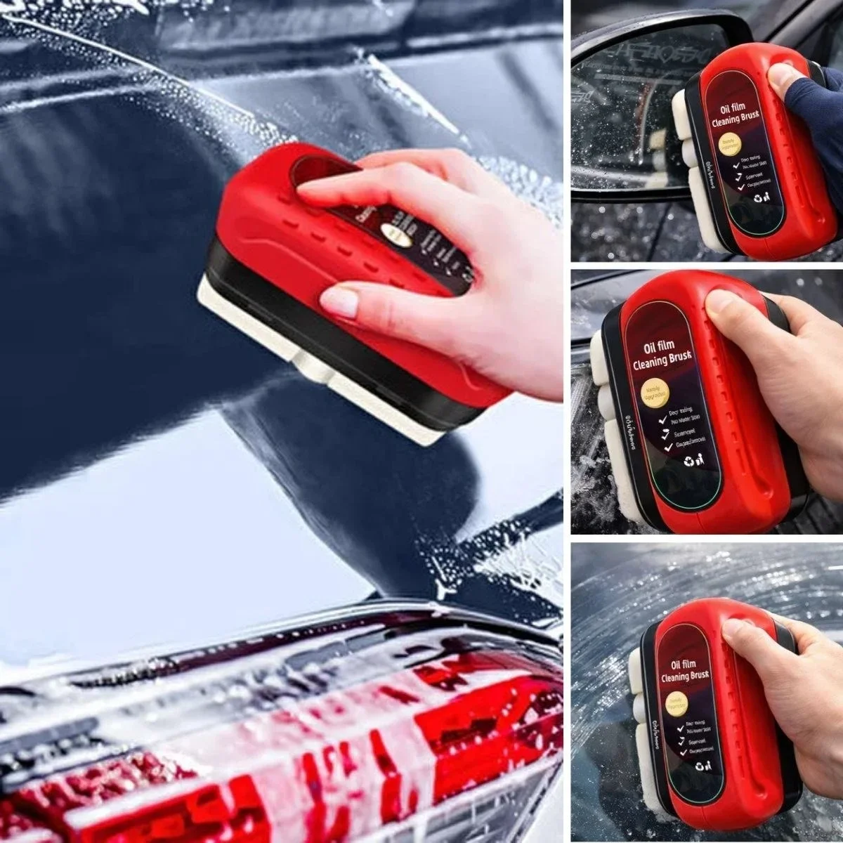 Araç Cam Buğu Önleyici Sünger – Ergonok Tutacaklı Yan Ayna & İç Cam Yağ Fil Tezleyici görsel 3