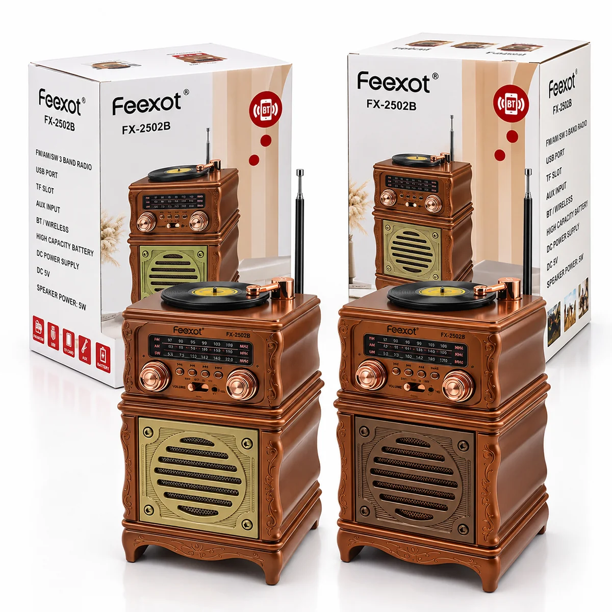 Retro Radyo Hoparlör AM FM SW Bluetooth USB Type-C Şarjlı görsel 2