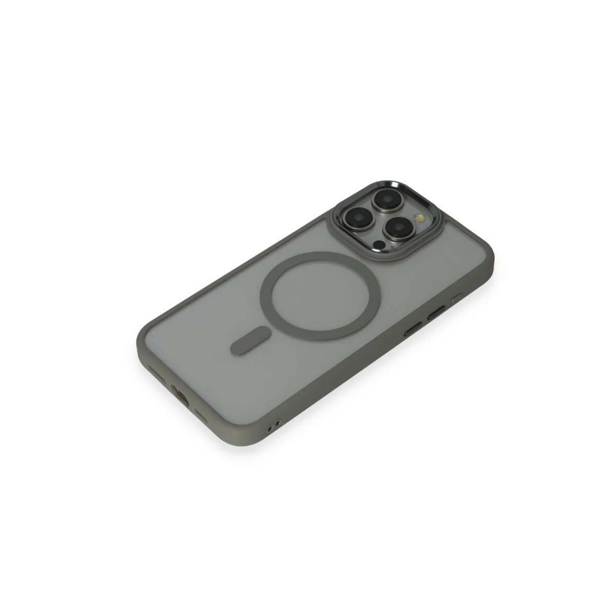 Apple İphone 15 Pro Max Kılıf Room Magneticsafe Silikon - Gri görsel 4