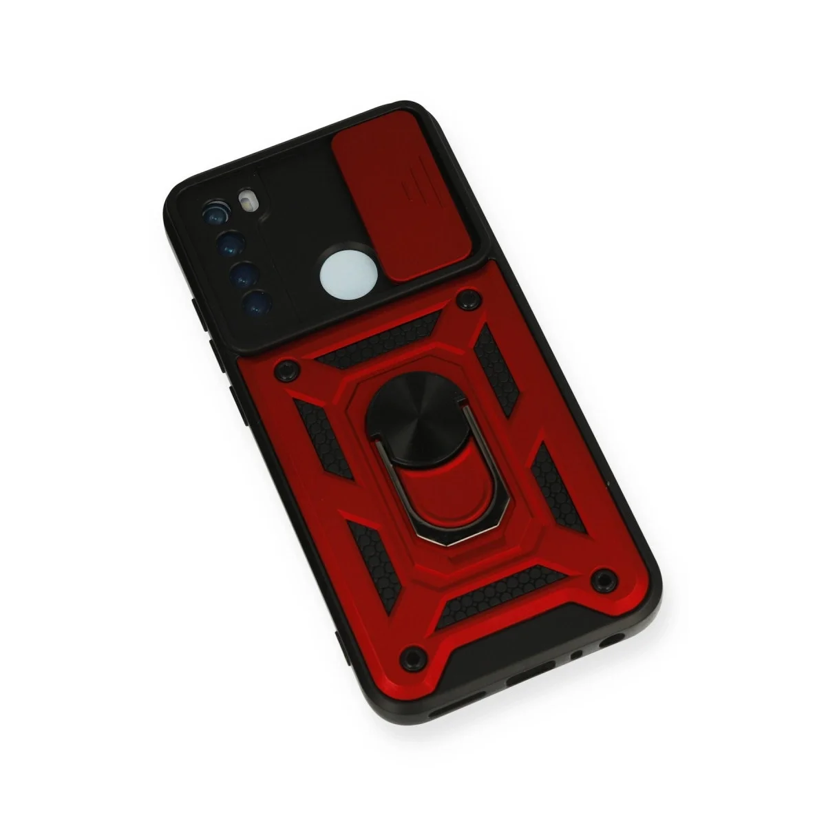 Xiao Red Note 8 Kılıf Pars Lens Yüzüklü Silikon - Kırmızı görsel 3