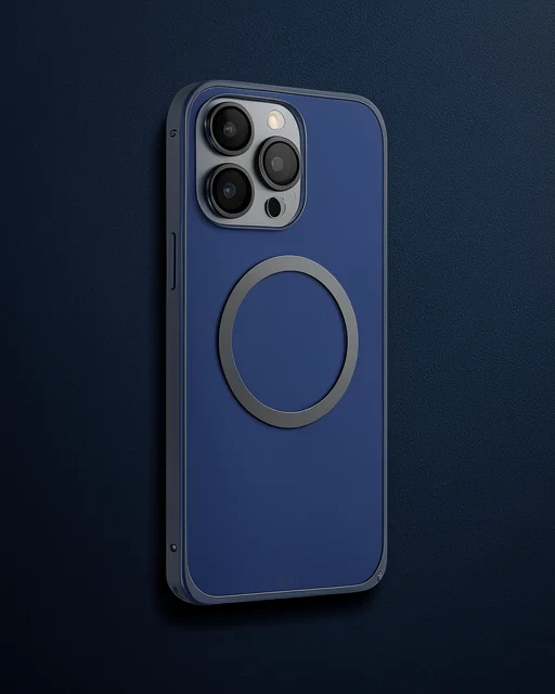 Joko Apple İphone 15 Pro Max Kılıf Metal Bumper Magneticsafe Kapak - Lacivert