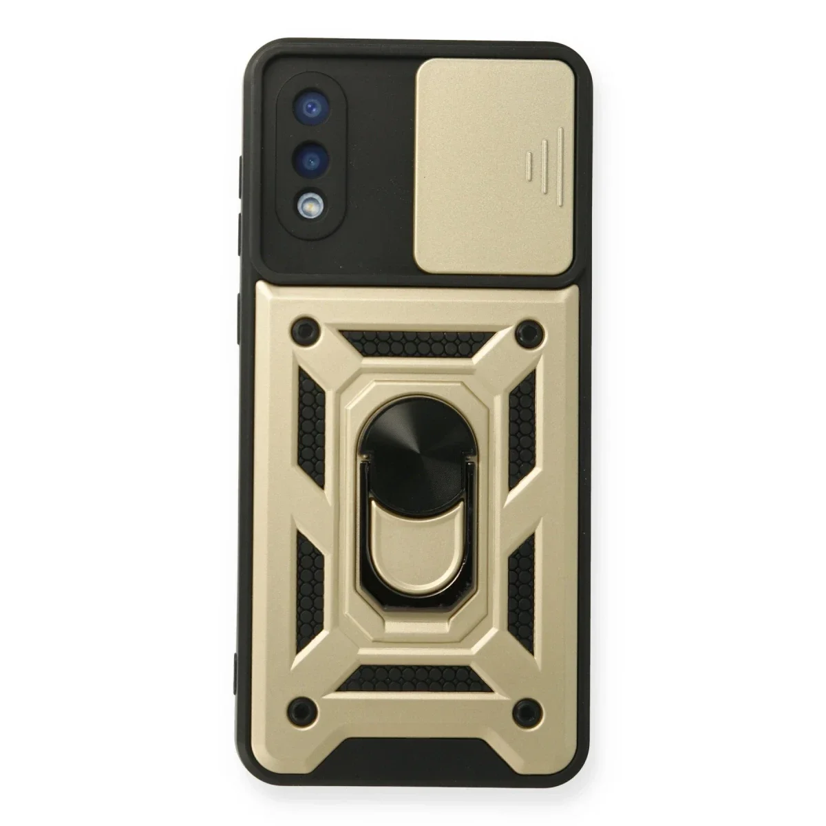 Samsung Galaxy A02 Kılıf Pars Lens Yüzüklü Silikon - Gold