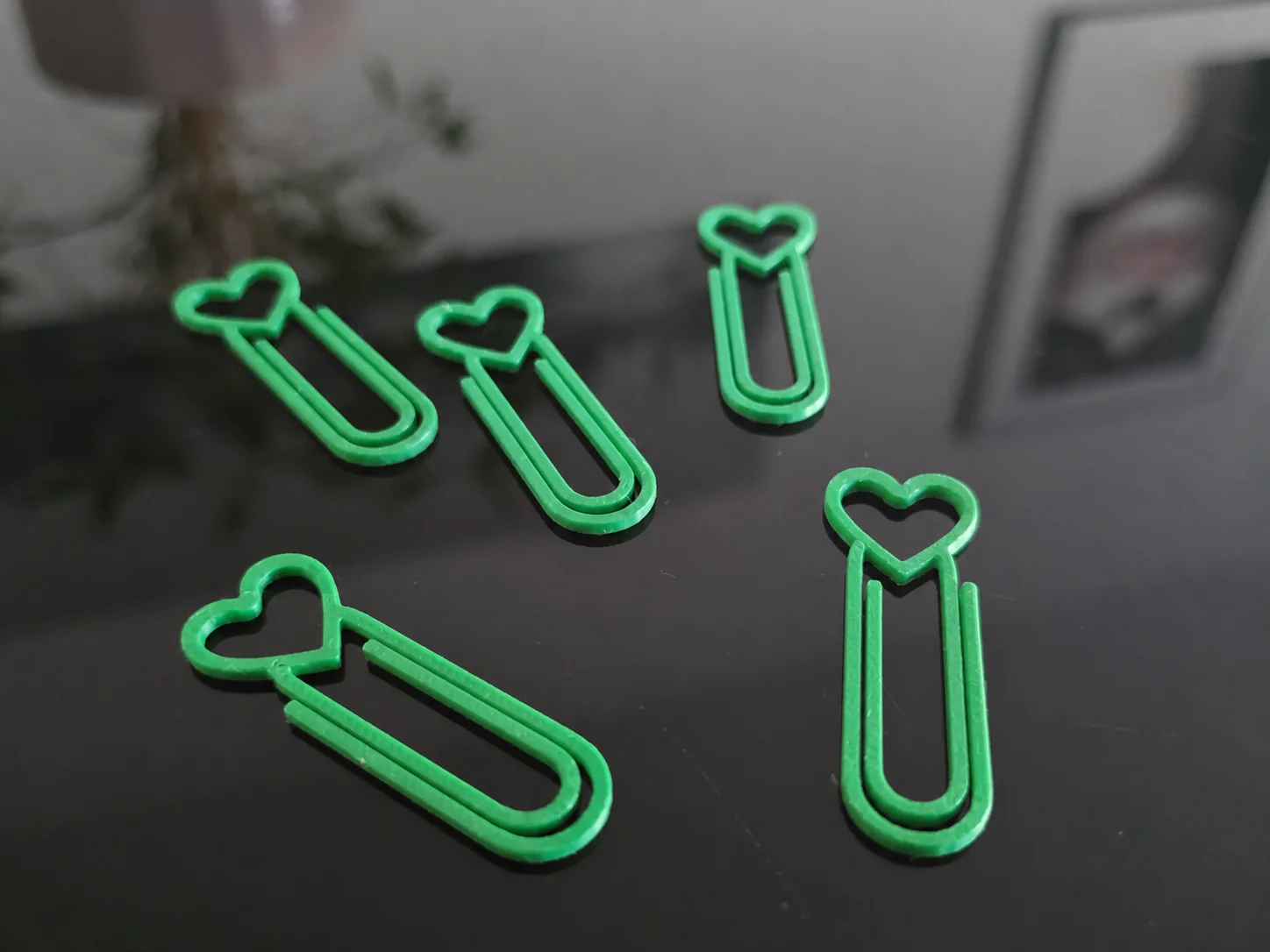 3D Baskı Kalp Figürlü Ataç - 10lu Set - Yeşil