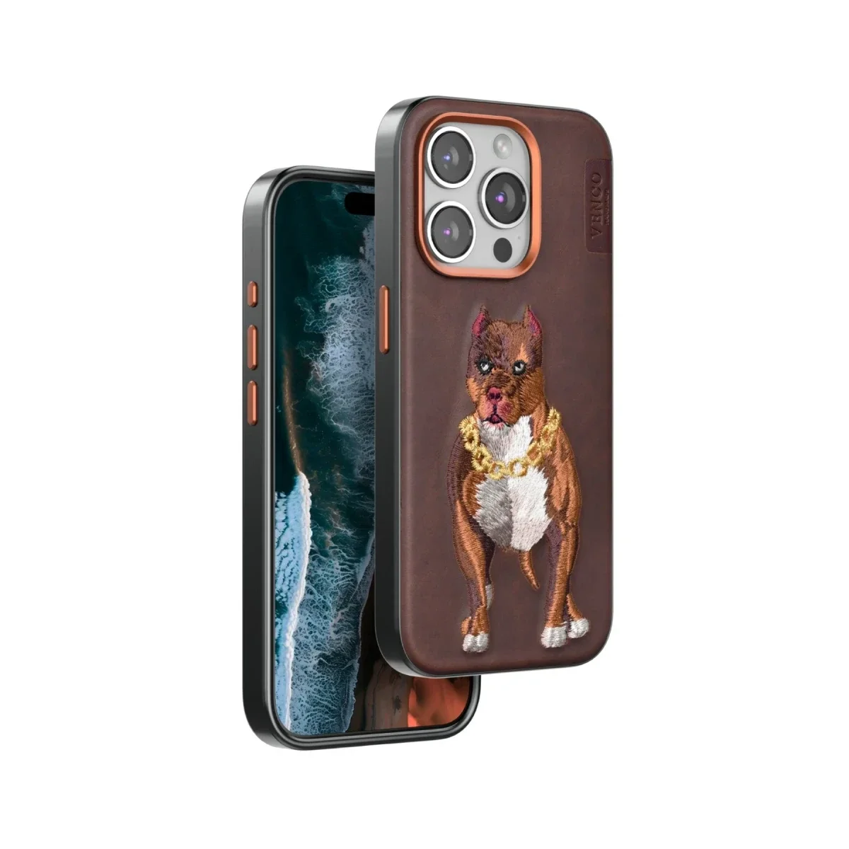 Venco Apple iPhone 14 Pro Max Perma Desenli Kapak - Kahverengi görsel 2