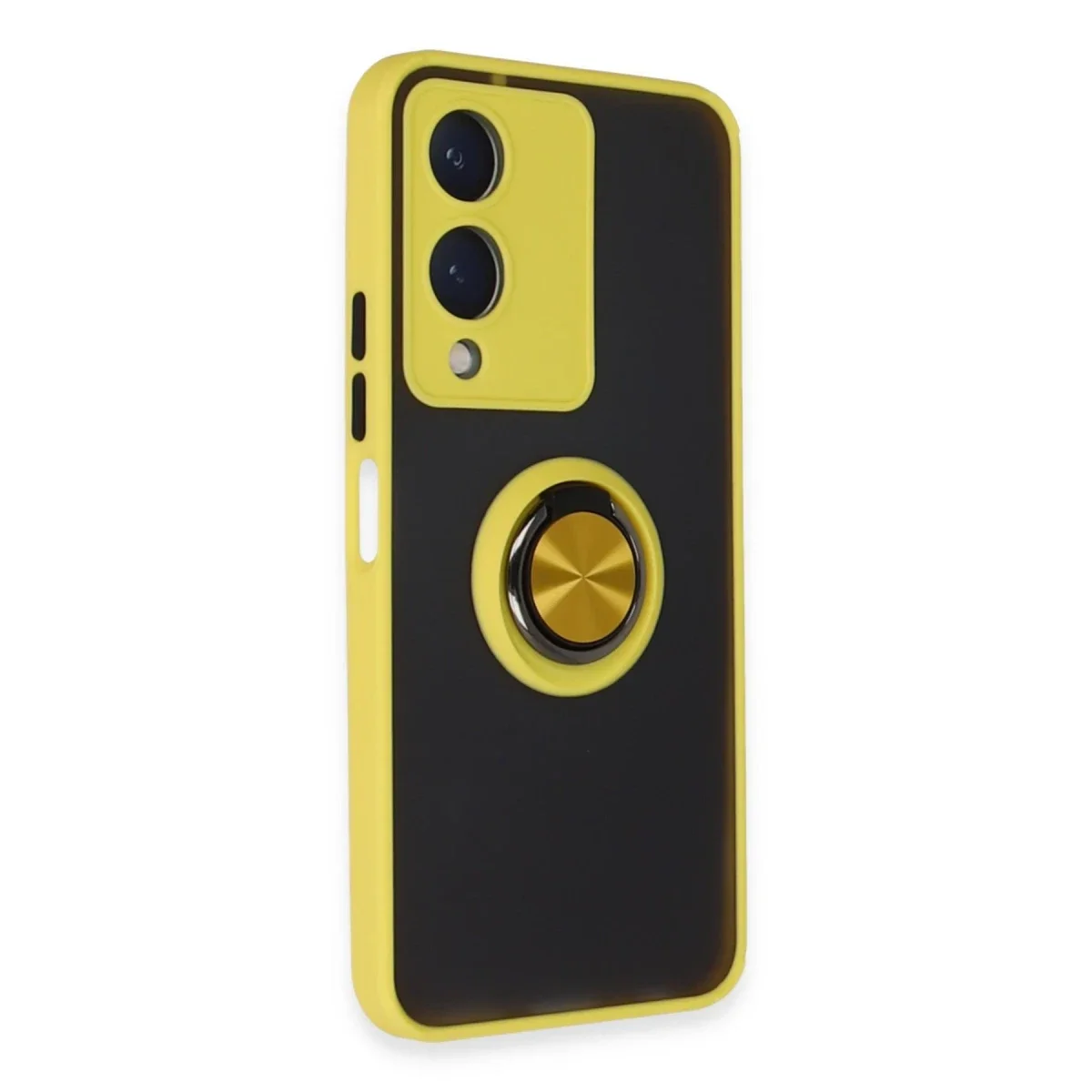 Vivo Y17S Kılıf Montreal Yüzüklü Silikon Kapak - Sarı görsel 2