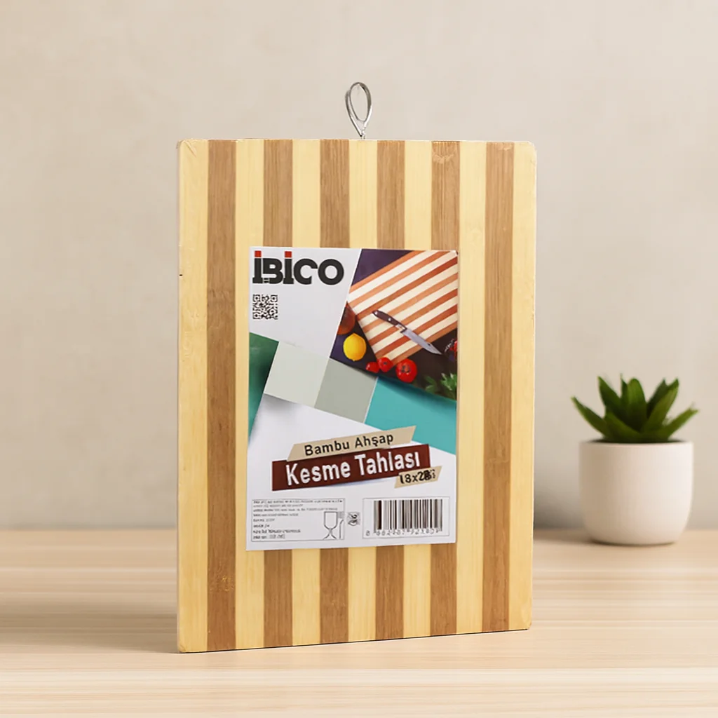 Bambu Kesme Tahtası 18x28x1.3 cm (Metal Kulplu)