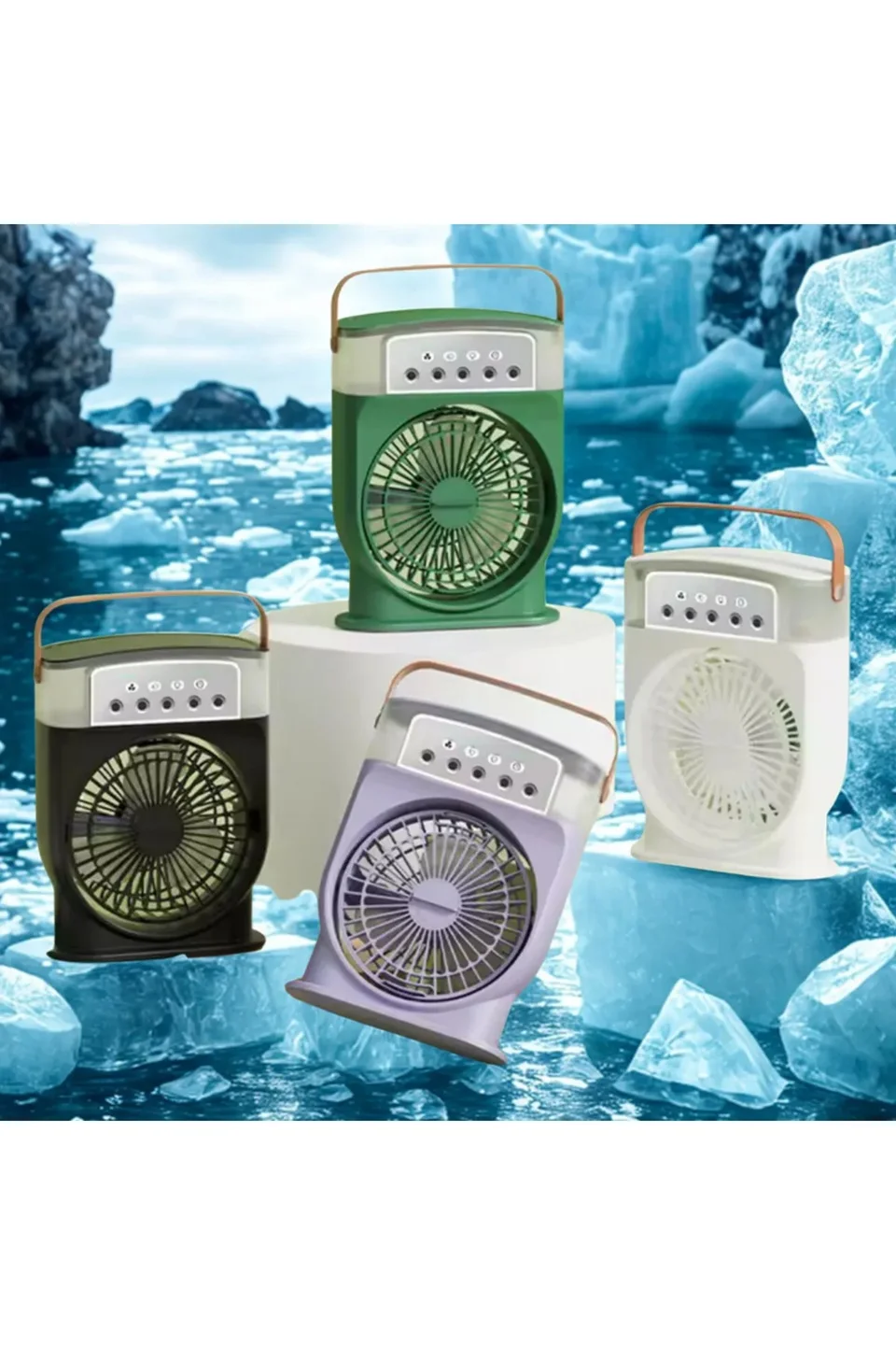 Şarjlı 600 ml Su Hazneli Taşınabilir Masaüstü Vanilatör Güçlü Fan ve 2000 mAh Pil siyah görsel 5