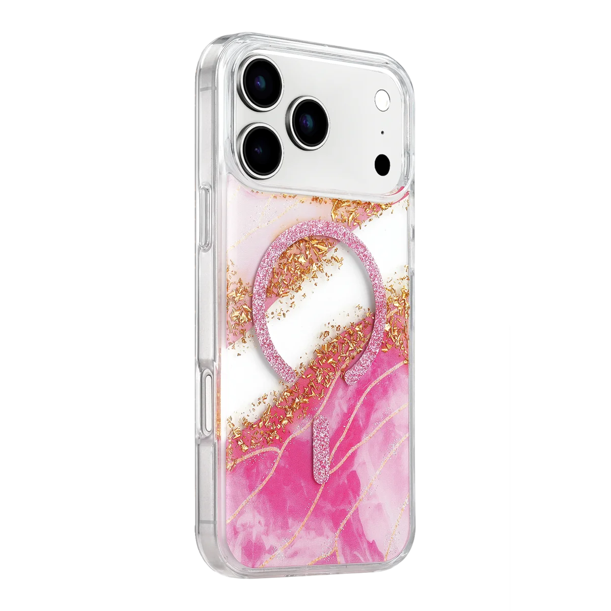 Onegif Apple iPhone 17 Pro Lotus Simli Magsafe Kapak - Pembe görsel 2