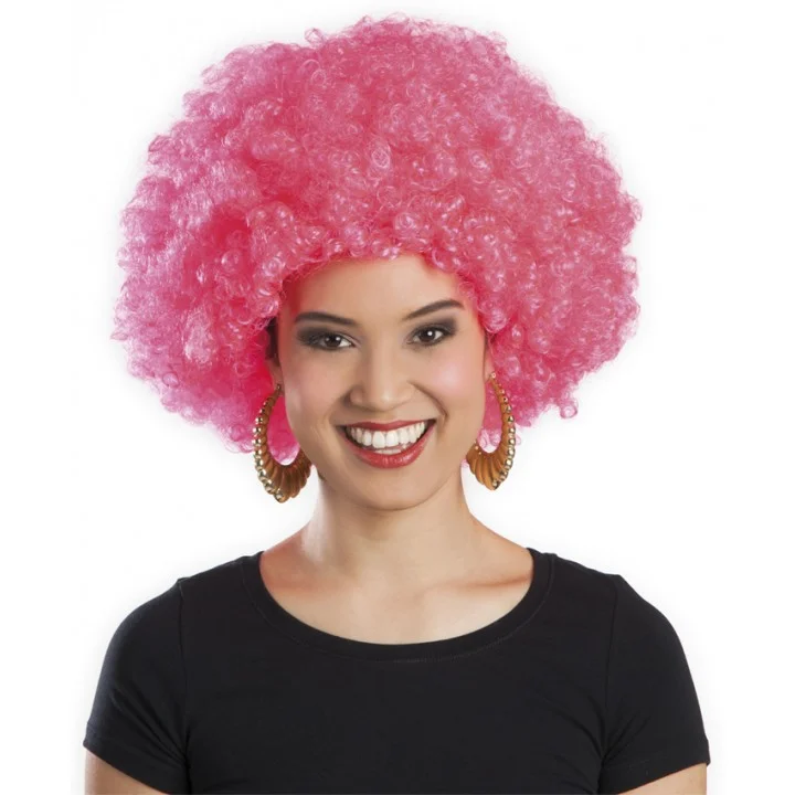 Pembe Renk Kıvırcık Afro Bonus Peruk görsel 2