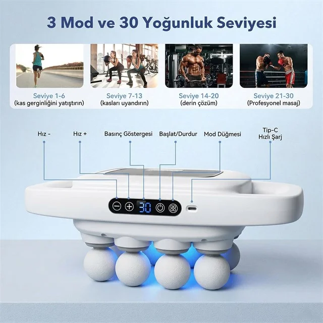 PM-29678 Multi-Foksiyonel 8 Başlıklı Profesyonel Selülit Giderici ve Derin Doku Masaj Aleti görsel 2