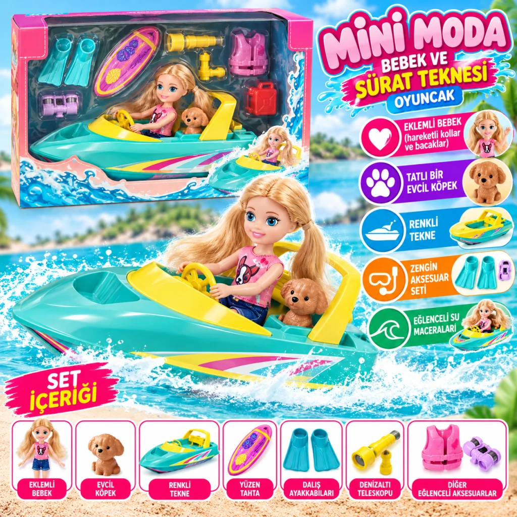 BIG90458 Mini Moda Bebek Ve Sürat Teknesi Oyuncak