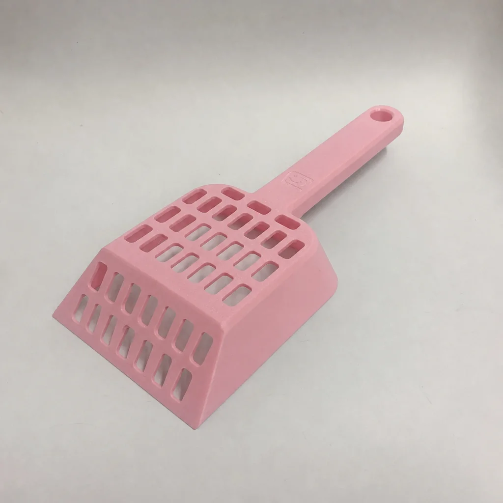 3D Baskı Kedi Kumu Küreği - Geniş Hazneli Eleme Küreği-Pembe görsel 2