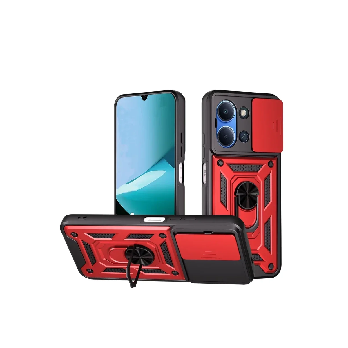 Xiaomi Redmi 15C 4G Pars Lens Yüzüklü Silikon - Kırmızı