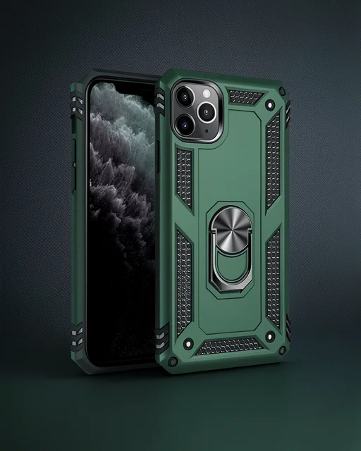 Apple İphone 11 Pro Max Kılıf Sofya Yüzüklü Silikon Kapak - Yeşil